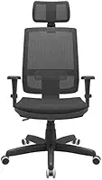 Cadeira Presidente Brizza Giratória BackSystem NR17 com Braço 3D Assento Poliéster Plaxmetal Preta