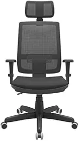 Cadeira Presidente Brizza Giratória BackSystem NR17 com Braço 3D Assento Poliéster Plaxmetal Preta