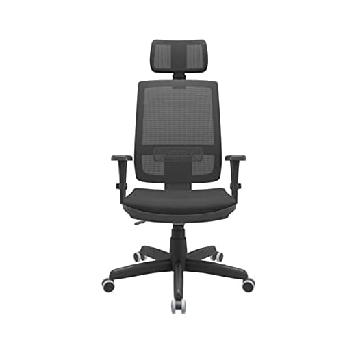 Cadeira Presidente Brizza Giratória BackSystem NR17 com Braço 3D Assento Poliéster Plaxmetal Preta