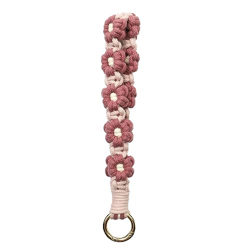 AOKSUNOVA Llavero Pulsera Mujer Llavero Macramé Corto con Flores para Llaves