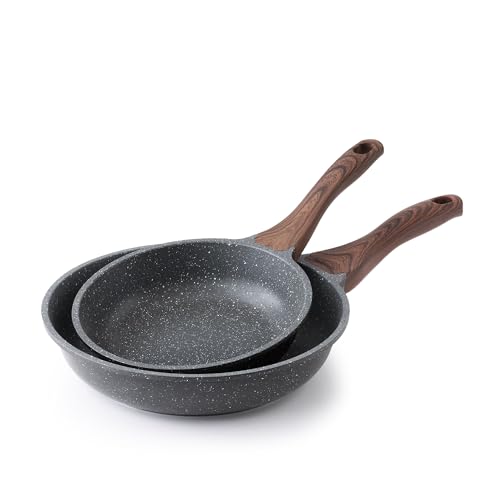 SENSARTE Nonstick Frying Pan Skillets, Swiss Granite Coating Omelette Pans, Healthy Cookware Chef's Pans, Free of Intentionally Added PFOA (8+10 Inch)