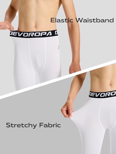 Image of DEVOROPA Boys Leggings Youth Compression Pants Sports Tights Basketball Football Baseball Soccer Baselayer Slim /Regular /Husky