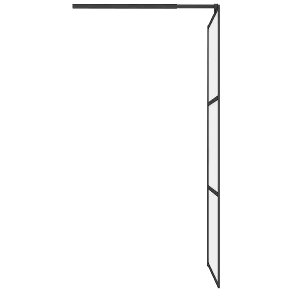 Parete doccia walk-in, 80 x 195 cm, vetro di sicurezza ESG opaco nero, con telaio in alluminio e asta di supporto regolabile, per vasca da bagno, doccia, zona bagnata, paraspruzzi