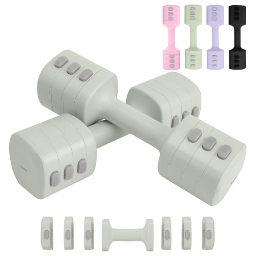 Image of kisnbld Adjustable Dumbbell Set of 2, 4 in 1 Free Weights Dumbbells Set for Women with Fast Adjustment, Each 2lb 3lb 4lb 5lb Hand Weights Set for Home Gym & Outdoor Exercise Training