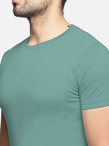 Image of BULLMER Solid Cotton Blended Half Sleeve Round Neck Tshirt for Men