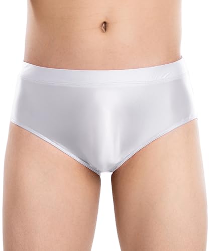 FEOYA Men's Silky Bikini Breifs Shiny Smooth Low Rise Panties 3D Pouch Bulge Underpants Unerwear