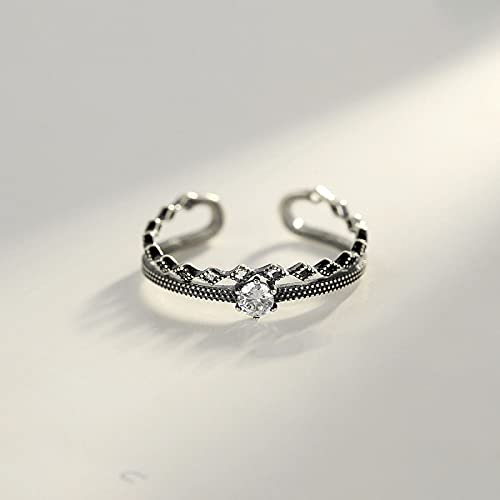 Élégant Anneau Double Couche Pour Femmes - S925 Thai Hollow Diamond Shape Cuff Open Finger Ring, Shiny Analog Diamond Joint Ring, Womens Anniversary Jewellery Gifts, Photo Color – Image 4
