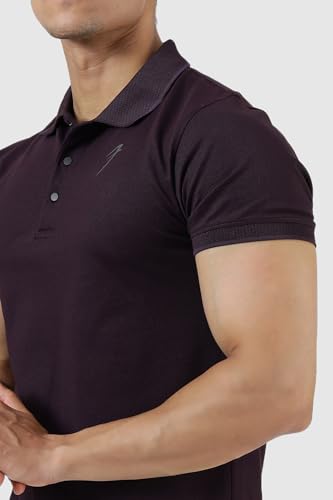 Image of FUAARK Men Slim Fit Pique Aura Polo Tshirt with Short Sleeves & Reflective Chest Logo -