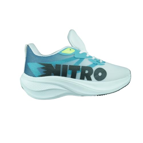 Image of Athletic Sneakers, Comfort Running Shoes, White and Turquoise with Neon Yellow Accents | Lightweight and Breathable