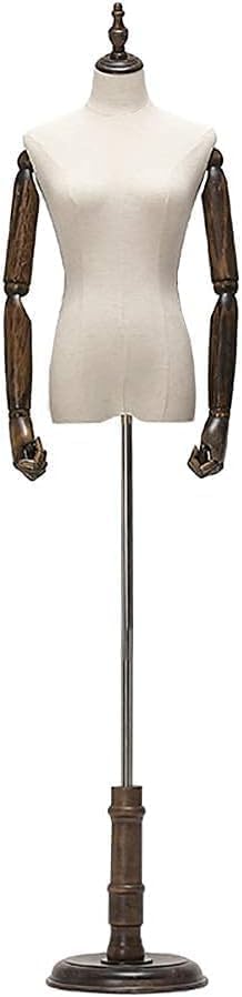 Torso Mannequin Stand, Female Mannequins Mannequin Torso Body for Clothing Display, 51.2"-70.9" Height Adjustable Female Clothing Form, Wooden B