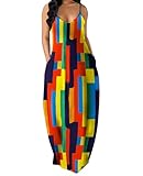 Summer Maxi Dress Plus Size Rainbow Dress Women Striped Dress Colorful 3XL