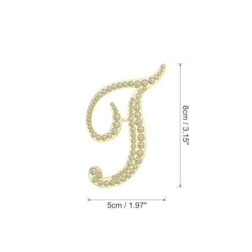 Image of PATIKIL Letter Brooch Pins, Pearl Initial Alphabet Letter Lapel Badges Pin for Women Men Girl Wife Suits Clothes Dress Bouquet Coat Hat Bag Craft Party