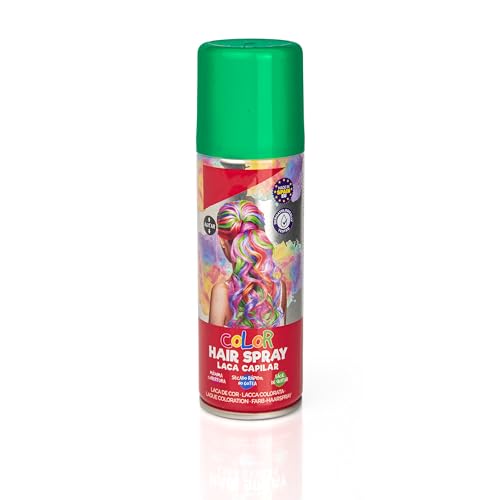 Laca de Pelo Color Verde 125ml - Spray Colores para Cabello Rápida coloración, Lavable
