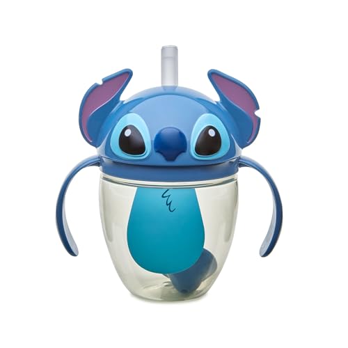 The First Years Disney Lilo & Stitch Weighted Straw Cup - Spill Proof Toddler Straw Cups with Flip Top Cover - Transition Sippy Cup - Toddler Feeding...