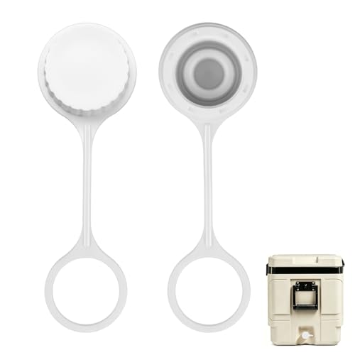 2 PCS Cooler Threaded Drain Plug Caps Cooler Drain Plug Caps Replacement with Plastic Tether Compatible with Igloo 50-165 Qt Coolers Cooler Replacement Parts