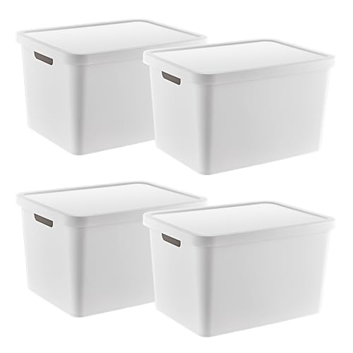 Smartware 4'Lü Set Stafi Çok Amaçlı Kapaklı Kutu Beyaz 18 LT - BE...