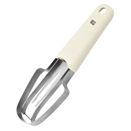 IWOWHERO 多機能ステンレススイカカッター 軽量コンパクト手動フルーツカッター フォーク付きで簡単サービング 瓜切瓜?瓜叉 米色