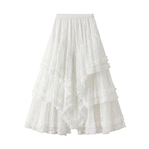 Women Luxury Mesh Patchwork Irregular Mesh Long Skirt for Women in Chic Sweet Tulle Fungus Skirts