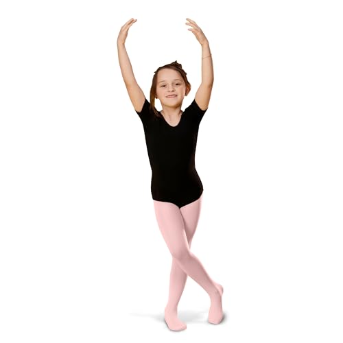 PICCOLO HOSIERY Ultra Soft Girls Ballet Dance Tights – Microfiber Footed Tights for School & Studio