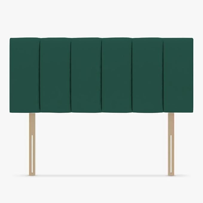 Ariyah Collections Plush Lined Single Bed Headboard Divan Bed | Adjustable Height Single Headboard 3Ft | Luxury Striped Velvet Bedroom Head Board (3Ft Single, Green)