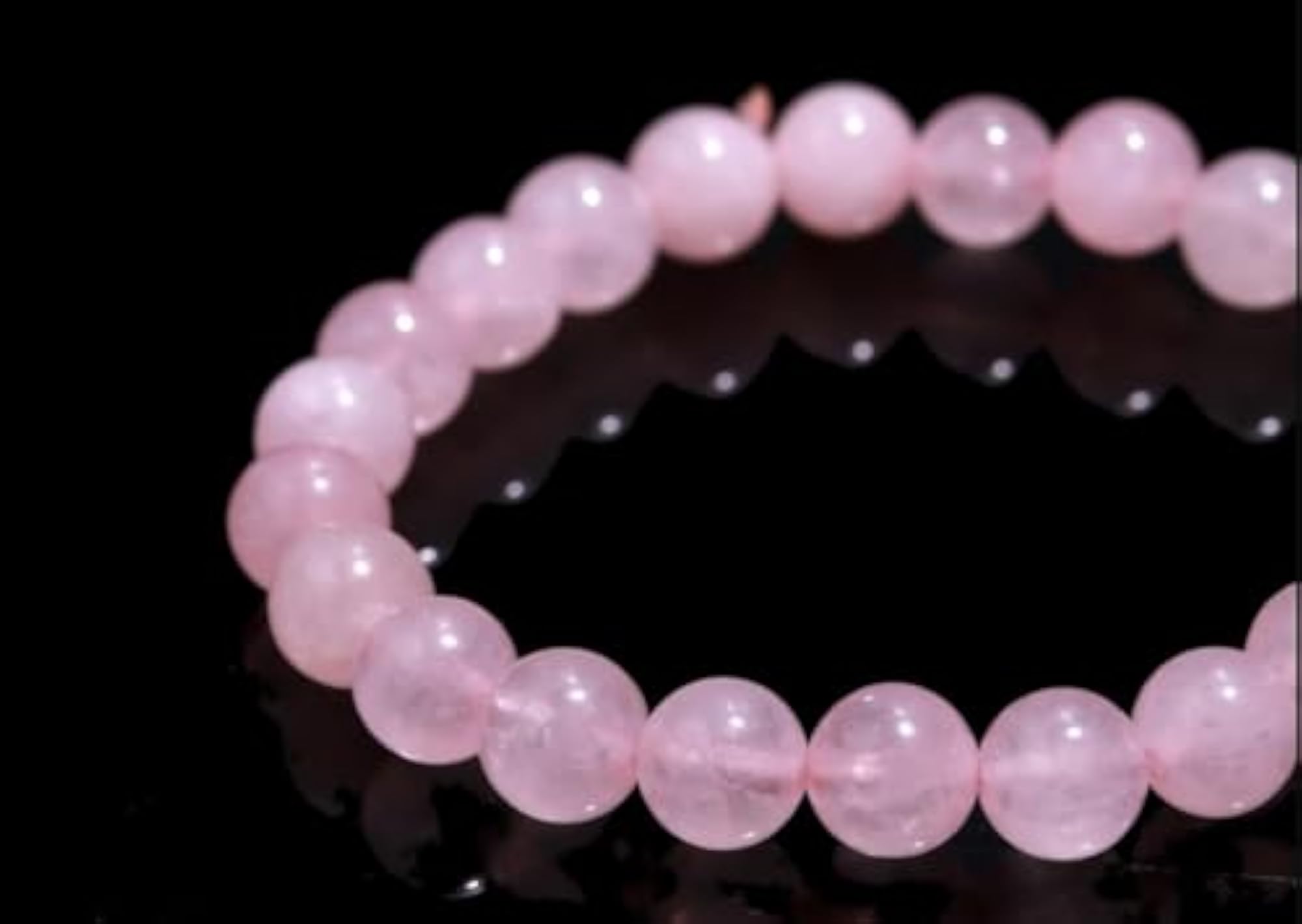 Women's Pink Rose Quartz Stone Crystal Bracelet, Adjustable