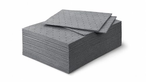 50 Pack Universal Absorbent Pads 47 x 20cm General Purpose Spill Mats for Oil Water and Everyday Liquid Spills Fast Absorbing Sheets for Garage Workshop Home and Vehicle Use