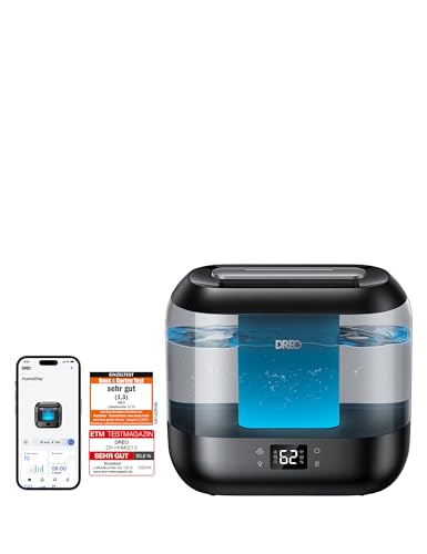 Dreo Smart Luftbefeuchter für Schlafzimmer, oben befüllbarer 4L Supergroßer Kühler Nebel Humidifier mit Öl Diffusor und Nachtlicht, 36 Stunden...