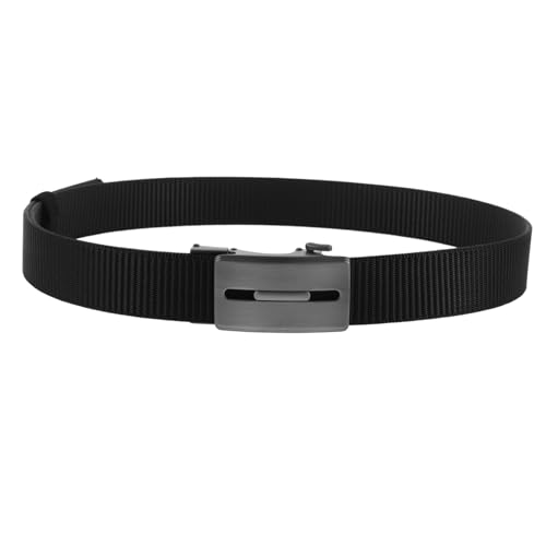 Men's Adjustable Automatic Ratchet Belt Reversible Nylon Dress Waist Belt for Casual and Outdoor Use No Hole Design Black
