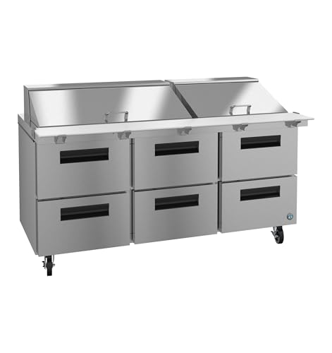 Hoshizaki SR72B-30MD6, Refrigerator, Three Section Mega Top Prep Table, Stainless Drawers