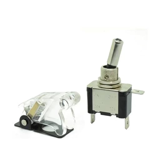 Auto Car Boat Truck 12V LED Toggle Switch Light Illuminated 3pin ON Off 20A with Aircraft Flip Up Cover Guard Red Green(Transparent White,Red LED Switch)