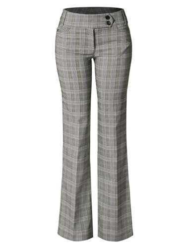 Design by Olivia Women's Plaid Millennium Trouser Bootcut Pants Slacks LT Grey/Blue M