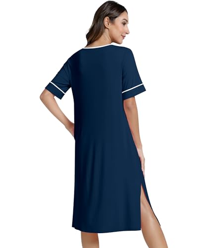 Image of NACHILA Bamboo Viscose Nightgowns for Women Cooling Night Gown with Pockets