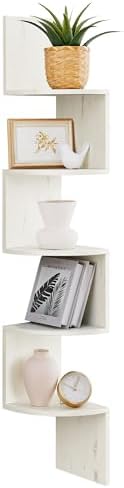 Rustic White Corner Floating Bookshelf