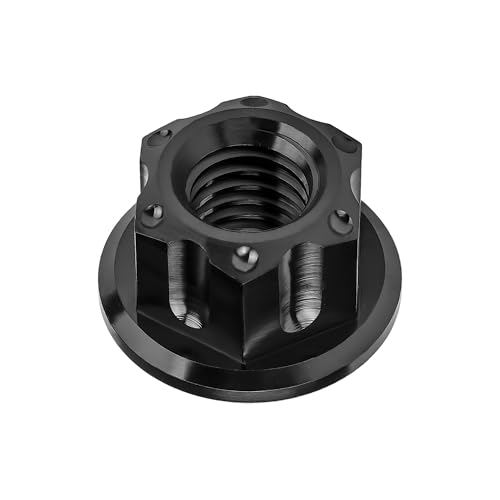 Image of Titanium M6 M8 M10 M12 M14 M16 Flange Bolt Nut Bicycle Motorcycle Rear Axle Car Modification Accessories Pack of 6 (M6 Pitch 1.0mm, Black)