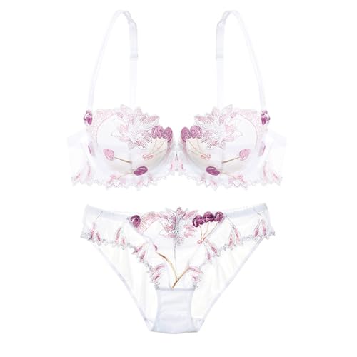 ALDOLA Ensemble Soutien Gorge Culotte Soutiens Gorges avec Armature Dentelle Ensemble Culotte Soutien Gorge Femme Blanc Push Up Grande Taille Brassière et...