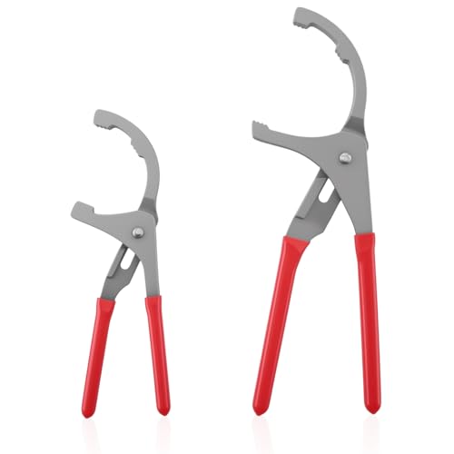 9 & 12 Oil Filter Pliers Wrench Adjustable Oil Filter Pliers Set Oil Filter Removal Tools Fit Most of Cars Trucks Motorcycles Engine Filters (Red)