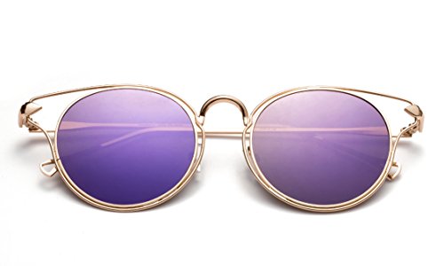 Newbee Fashion - "Paris" Modern Round Unique Flash Lens Fashion Sunglasses2