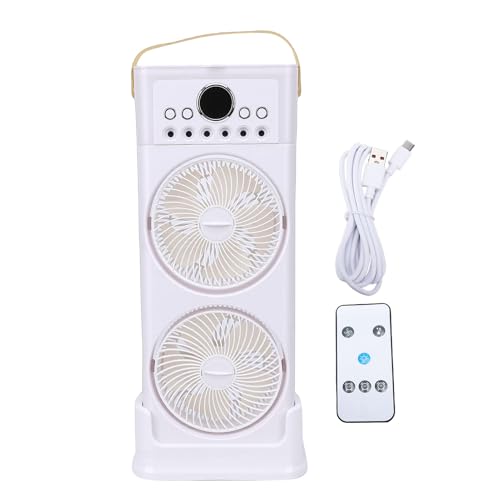 Naroote Ventilador de Mesa Portátil, Ventilador Refrescante con Nebulizador que Funciona con Pilas, con Seis Boquillas de Nebulización, Depósito de Agua, Cabezal Ajustable en 360°