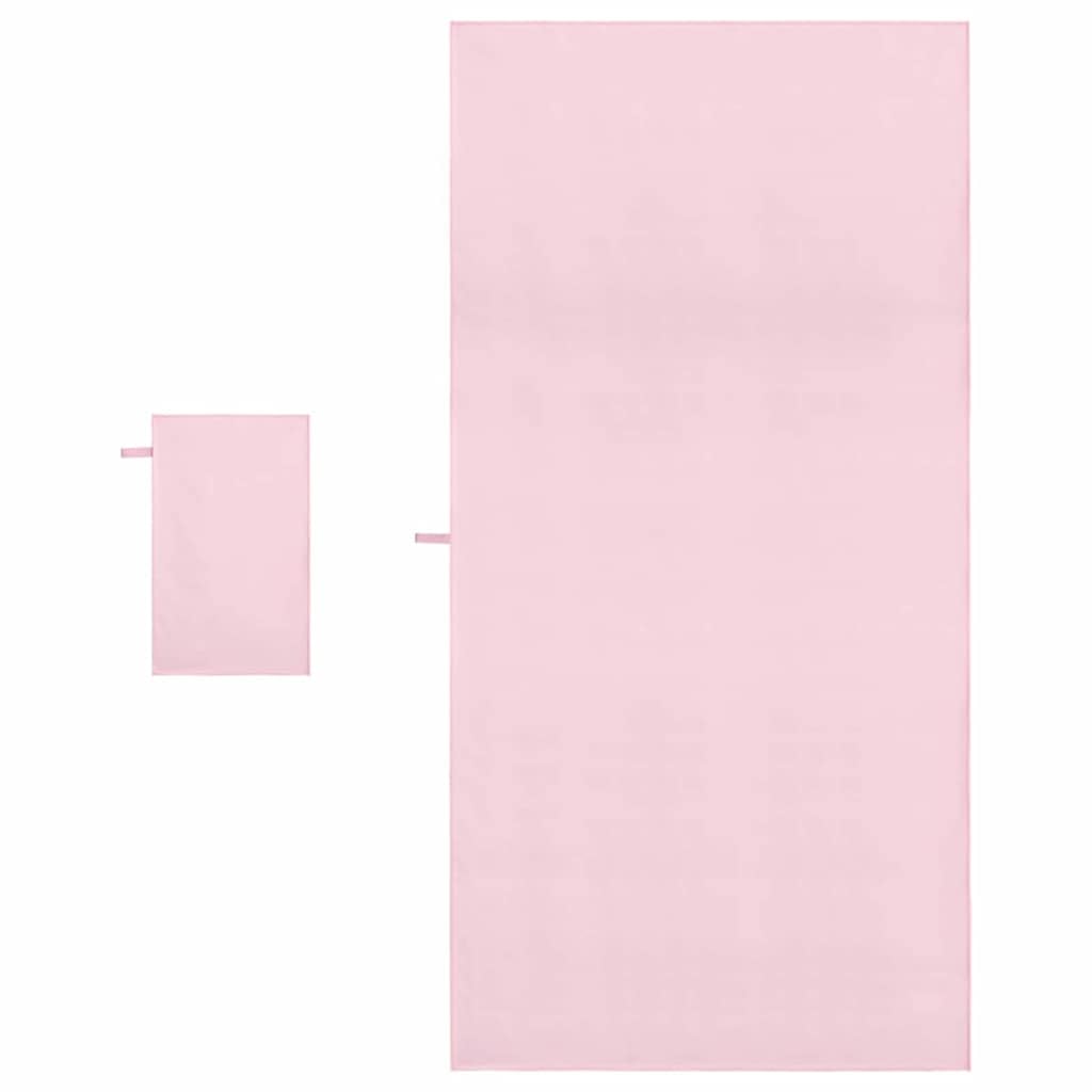 Juego de 2 toallas deportivas de tela rosa, secado rápido, absorbente, suave, mullida, de microfibra, toalla de baño, 200 x 100 cm, toalla de ducha, toalla de invitados, toalla de playa