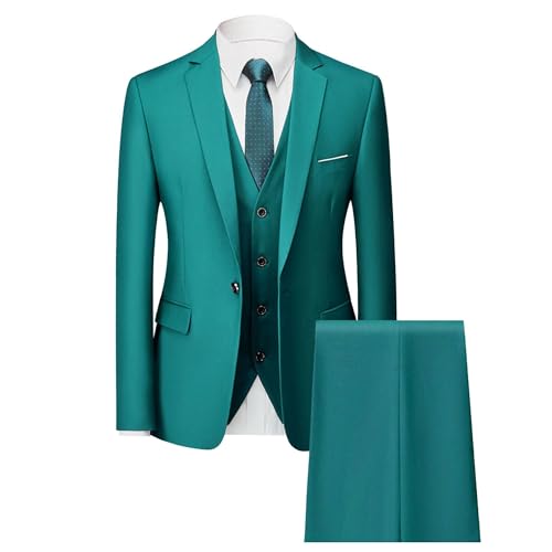 Men's Business Wedding Tuxedo Suits 3 Piece Slim Fit Suit Set Formal Prom Blazer Jacket Vest Pants Sets