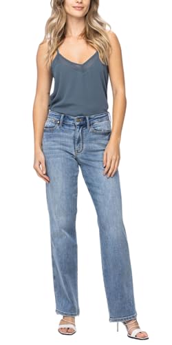 Judy Blue Mid Rise Cell Phone Pocket Dad Straight Leg Jeans