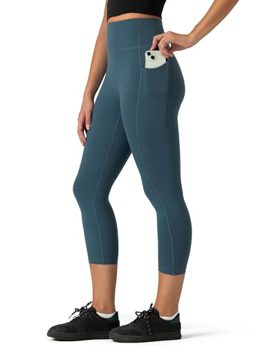 Image of Colorfulkoala Dreamlux No Front Seam Capri Leggings with Pockets for Women - High Waisted 21 inch Buttery Soft Yoga Pants