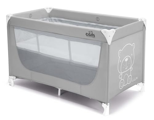 Baby Reisebett Pisolino | für 0-36 Monate | Teddy Grau | Kinderreisebett inklusive Matratze und Transporttasche