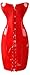 Produktbild BOLAWOO-77 Damen Korsage Kleid Latex Pu Frauen Gotik Lackkleid Hell Corset Mode Vintage Steampunk Riemchen Bustier Waist Training Body Shaper Mieder Korsett (Color : Rot, Size : M)