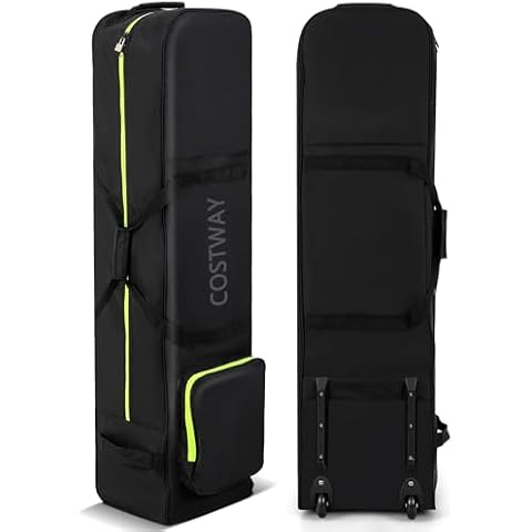 COSTWAY Wheeled Golf Travel Bag with Extra Pocket Cover