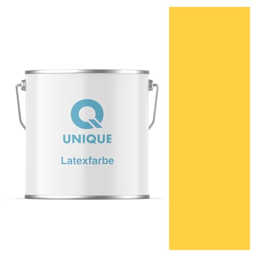Q UNIQUE Latexfarbe 5L (ca.35m2) Golden Innenfarbe Wandfarbe Deckenfarbe Klasse 3 Mattfarbe Scheuerfest Hohe Deckkraft