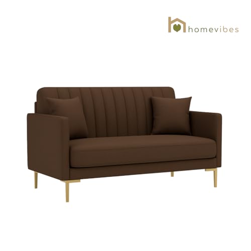 Image of 2 Seater Velum Fabric Sofa Set for Living Room, Modern Design with High Density Foam, Solid Wood Frame, Ergonomic Comfortable Seating for Home & Office (Dark Brown, 2 Seater) | Soft foam comfort, Strong wood frame