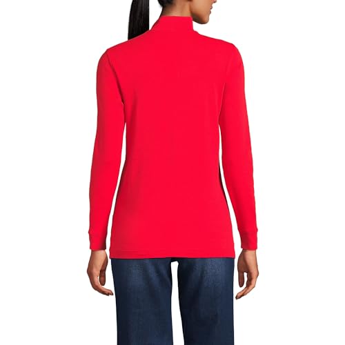 Image of Lands' End Women's Relaxed Cotton Long Sleeve Mock Turtleneck Shirt