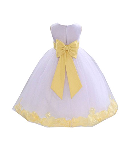 White Tulle Rose Petals Flower Girl Dress Tulle Dress Christening Dress 302T M