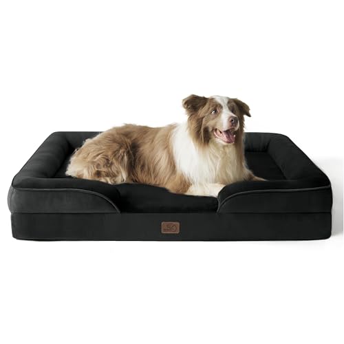 Image of Bedsure L Plus Orthopedic Dog Bed for Large Dogs - Washable Dog Cat Bed Waterproof, L Plus Big Comfort Dogs Couch Sofa with Washable Removable Cover, Pet Bed with Nonskid Bottom, Black, 38 inch